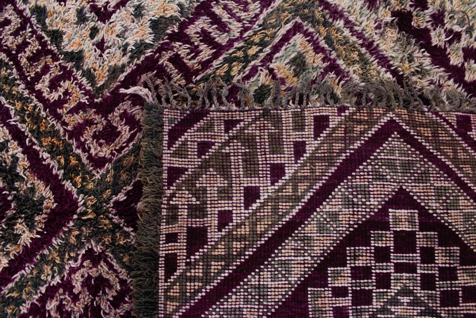 Vintage Moroccan Rug – Handmade Wool Berber rug, 12x6 ft – Purple beni mguild rug