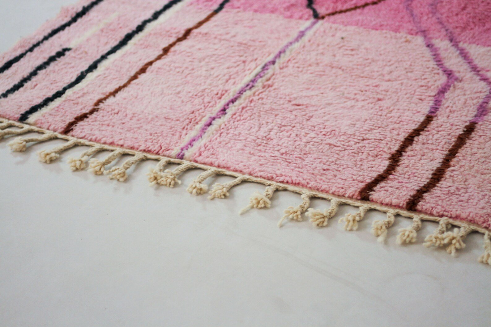 Pink 8x5 Boujad Rug – multi color rug, moroccan berber rug, Handmade Wool Rug