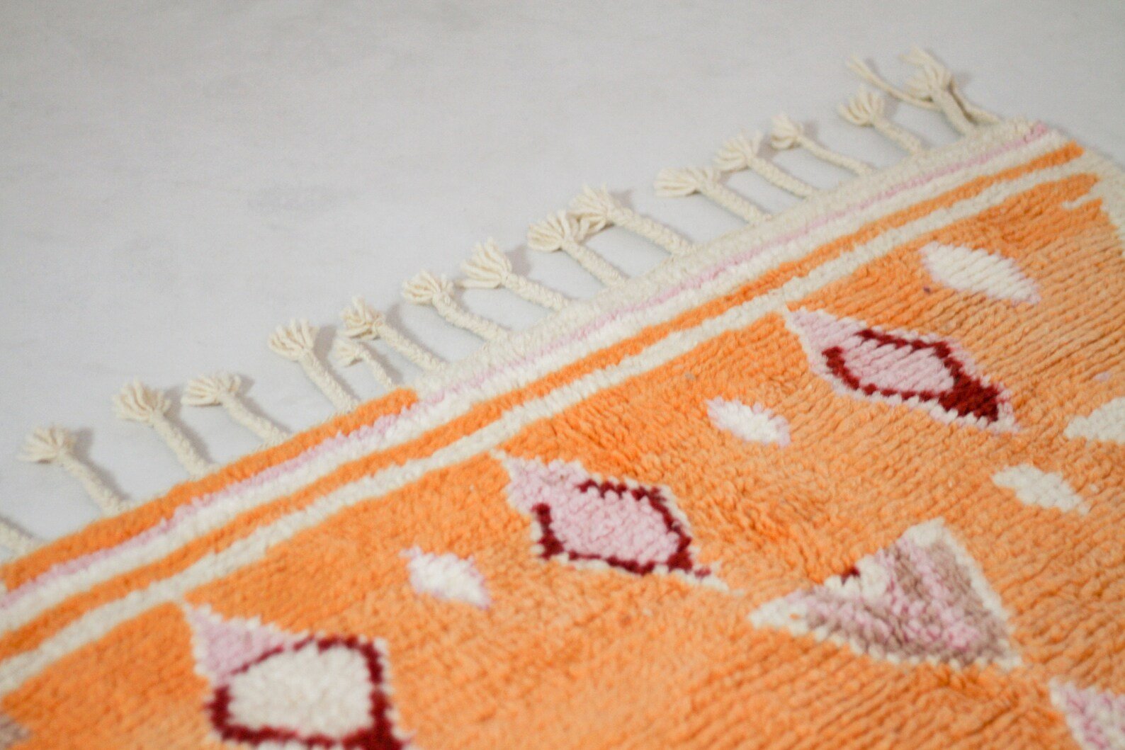 Orange 8x5 Berber Rug – area rugs berber, berber wool rug, Handmade Wool Rug