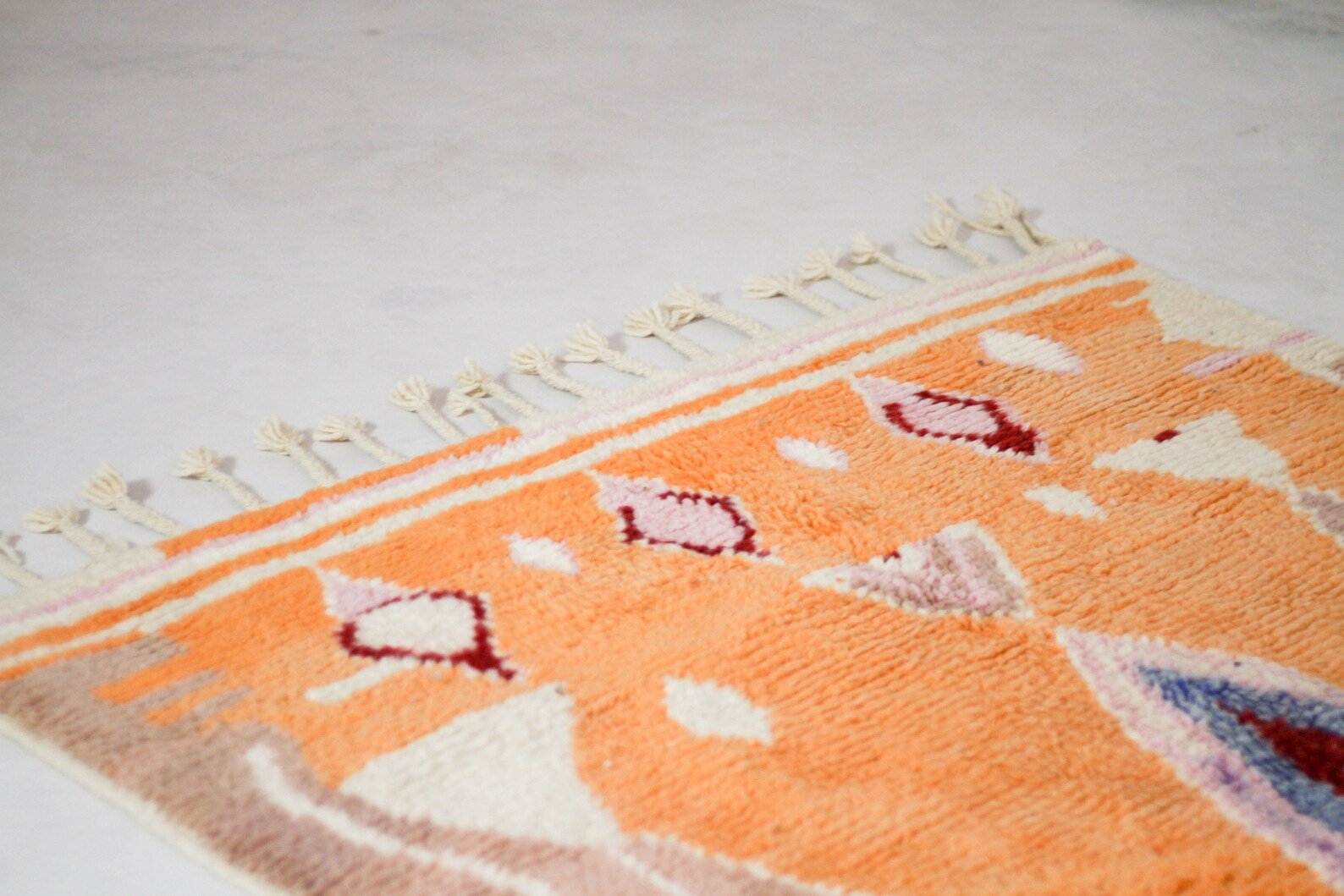 Orange 8x5 Berber Rug – area rugs berber, berber wool rug, Handmade Wool Rug