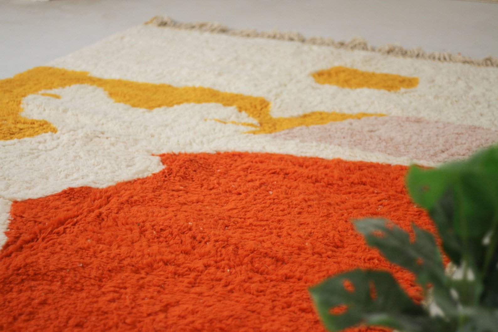 Orange Moroccan Beni Ourain Rug – boho area rug, moroccan shag rug, Handmade Wool Rug