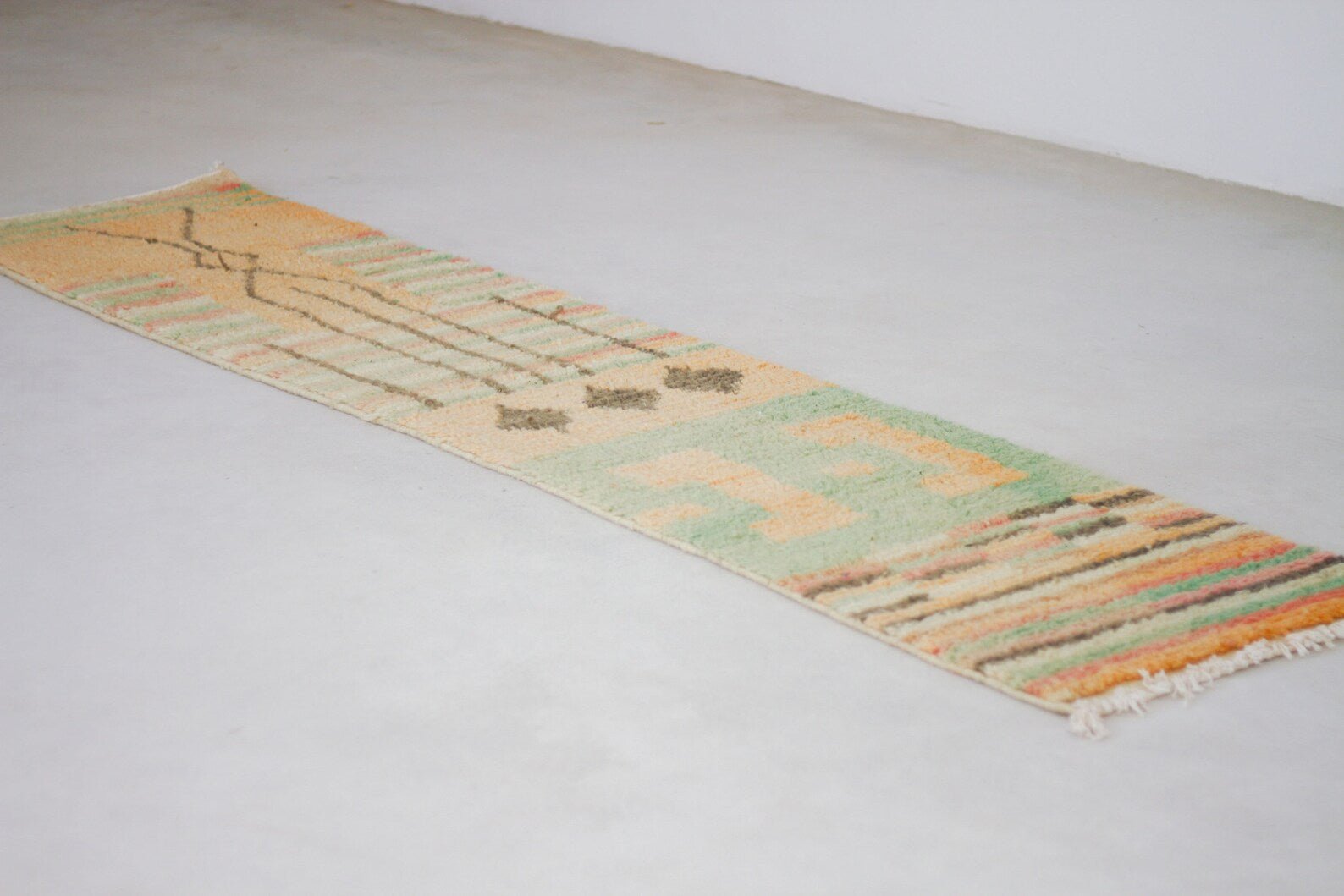 Orange 10x2 Boujad Runner Rug – moroccan runner rugs, handmade runner rug, Handmade Wool Rug
