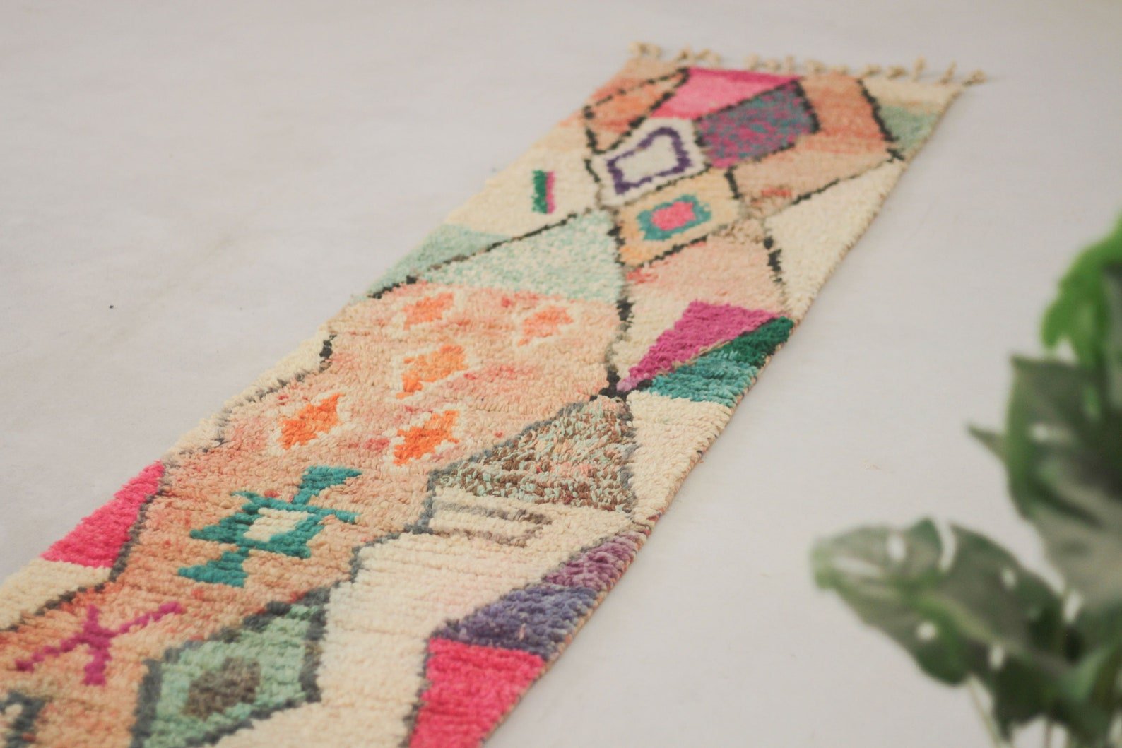 Multicolored 10x2 Berber Runner Rug – wool runner rugs, Handmade Wool Rug