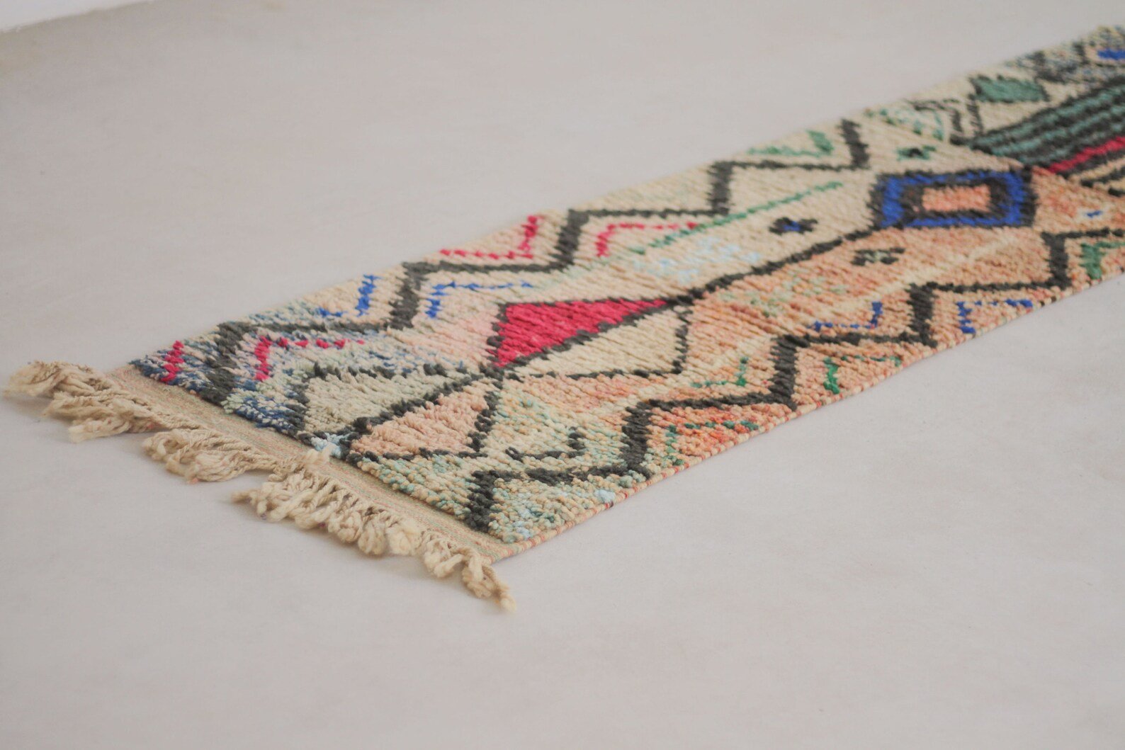 Multicolored 9.5x2 Boujad Runner Rug – rug runner, hallway runner rugs, Handmade Wool Rug