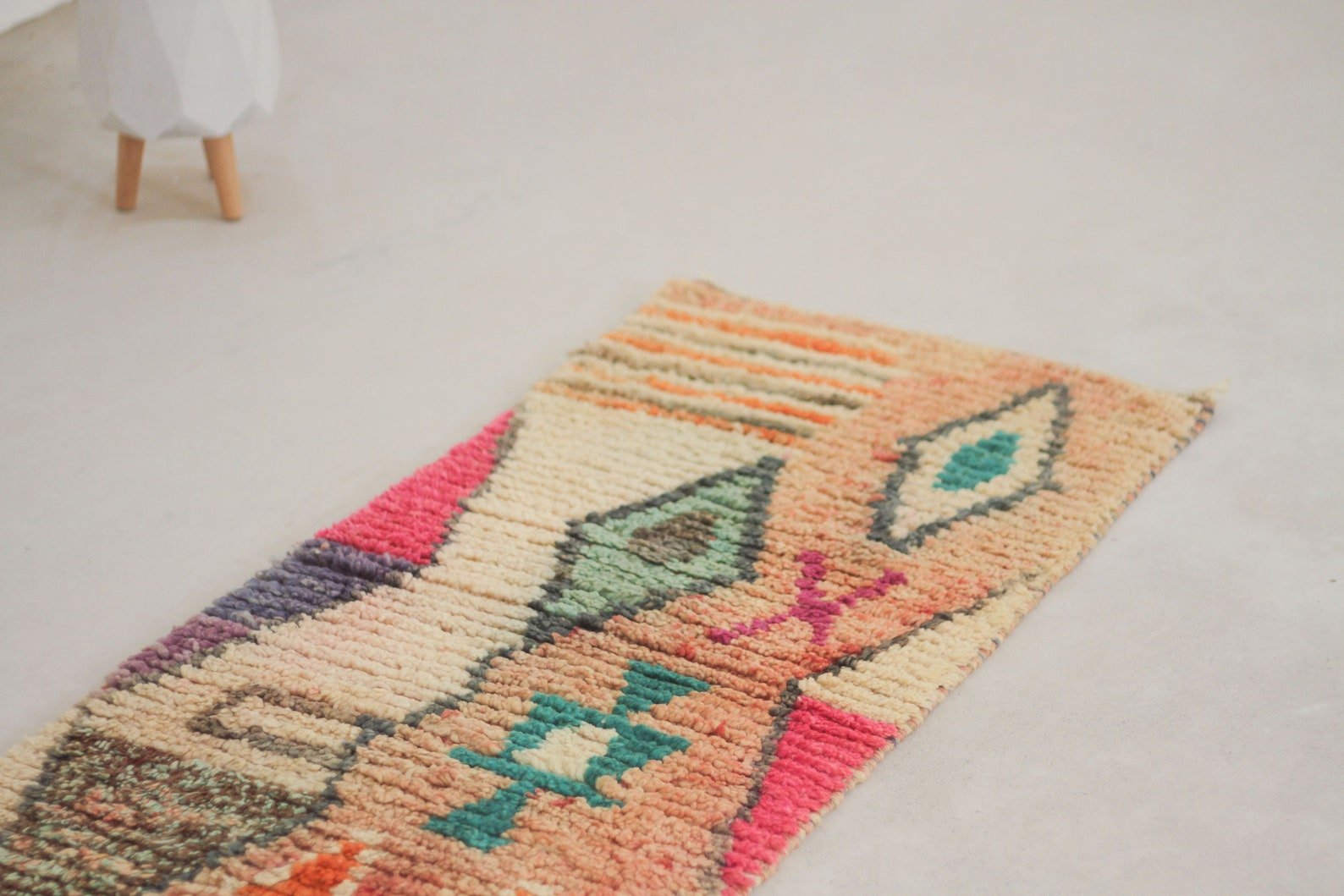 Multicolored 10x2 Berber Runner Rug – wool runner rugs, Handmade Wool Rug