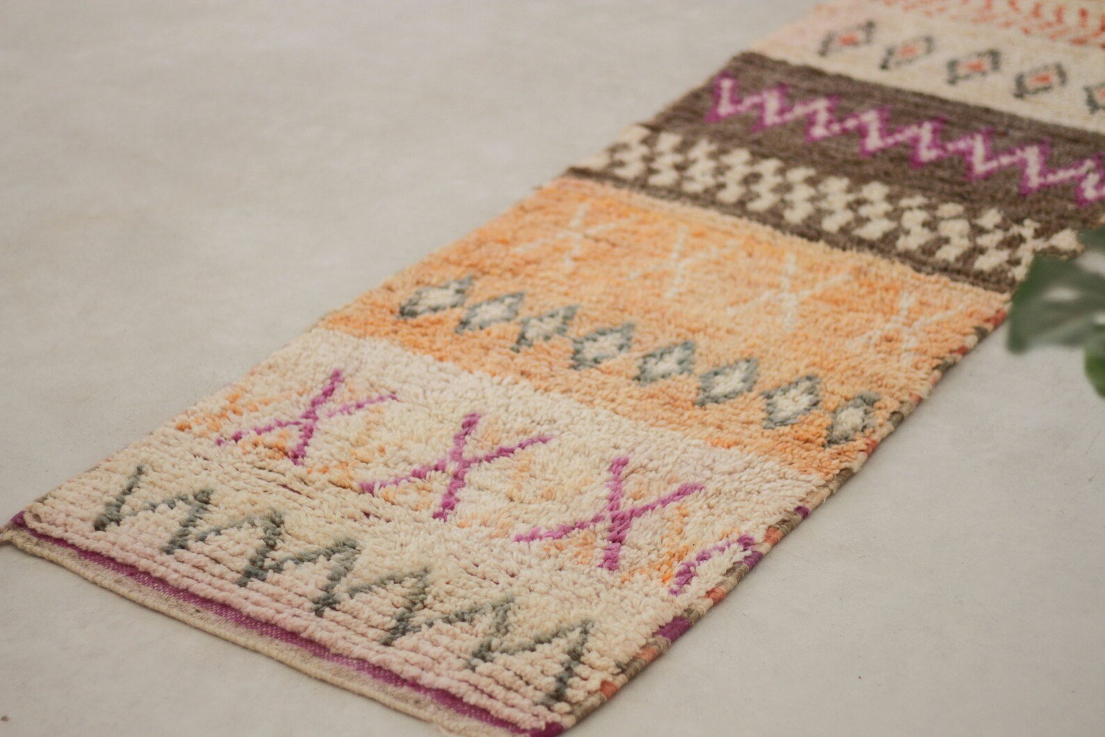 Orange 10x2 Boujad Runner Rug – moroccan runner rugs, moroccan carpet runner, Handmade Wool Rug