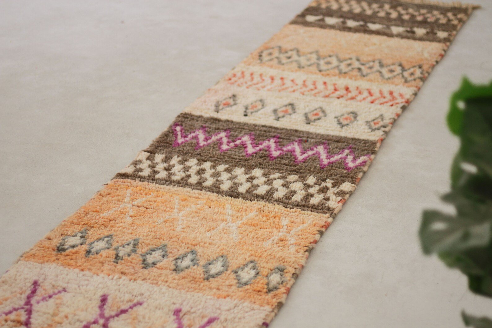 Orange 10x2 Boujad Runner Rug – moroccan runner rugs, moroccan carpet runner, Handmade Wool Rug
