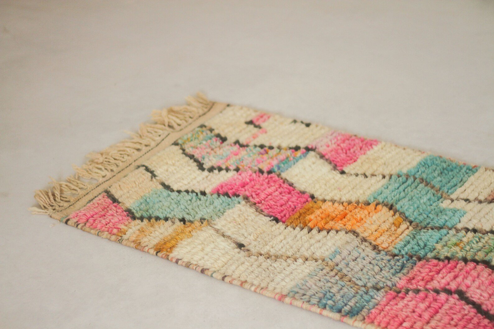 Pink 11x2 Boujad Runner Rug – moroccan runner rug, runner rug carpet, Handmade Wool Rug