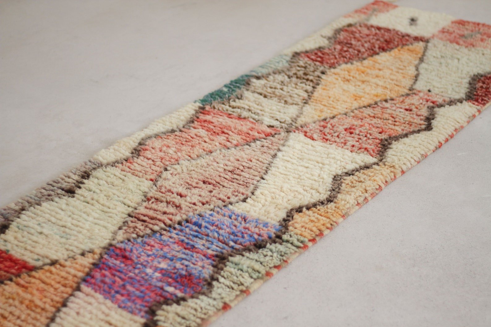 Red 9.5x2 Boujad Runner Rug – handmade runner rug, wool runner rugs, Handmade Wool Rug