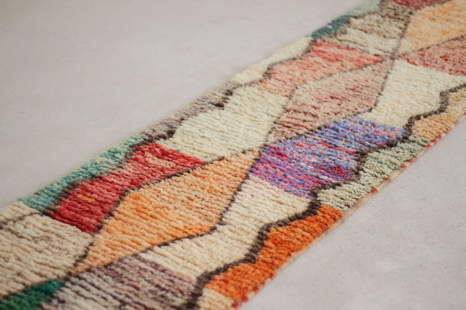 Red 9.5x2 Boujad Runner Rug – handmade runner rug, wool runner rugs, Handmade Wool Rug