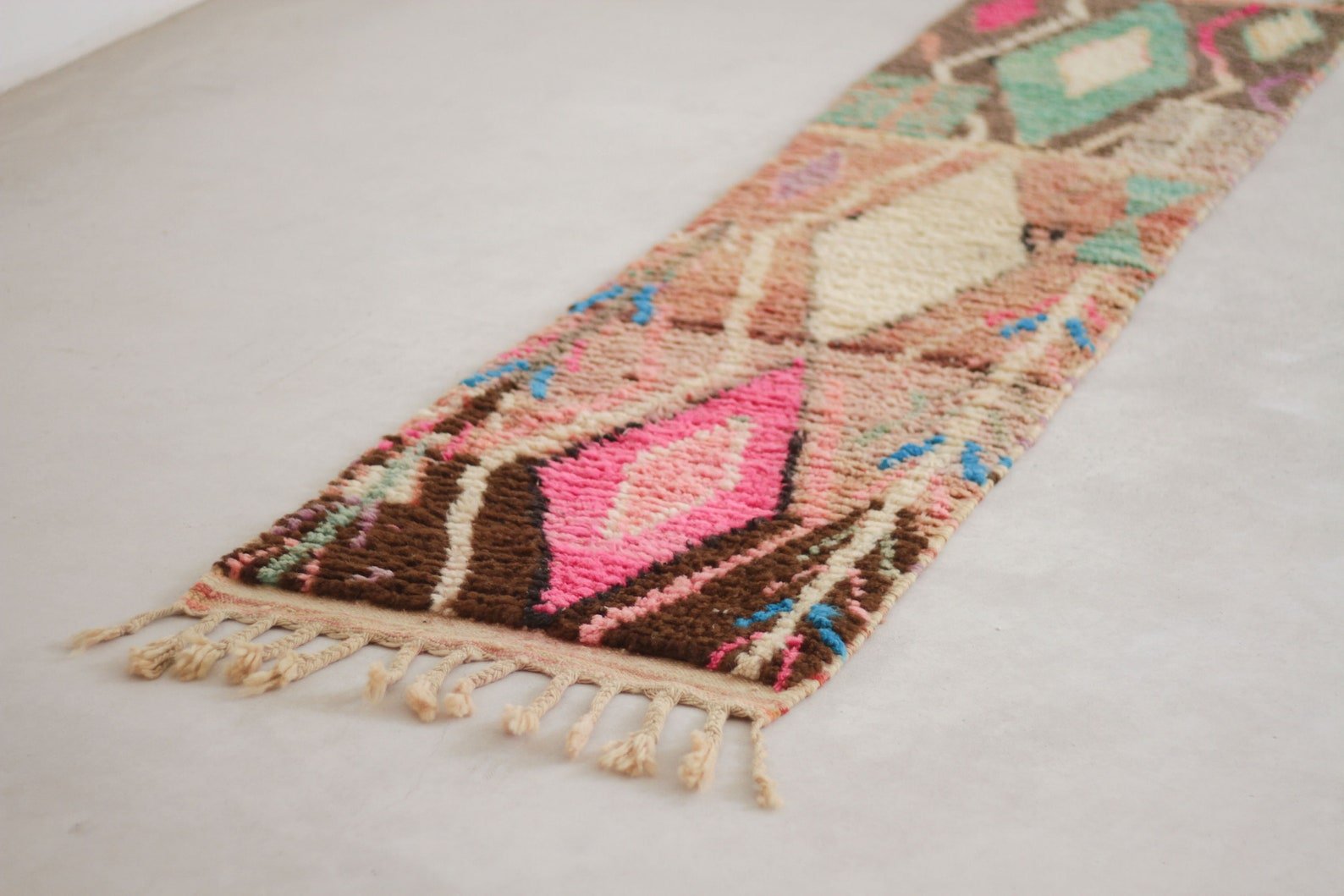 Brown 10x2 Berber Runner Rug – colorful runner rug, hall runner rugs, Handmade Wool Rug