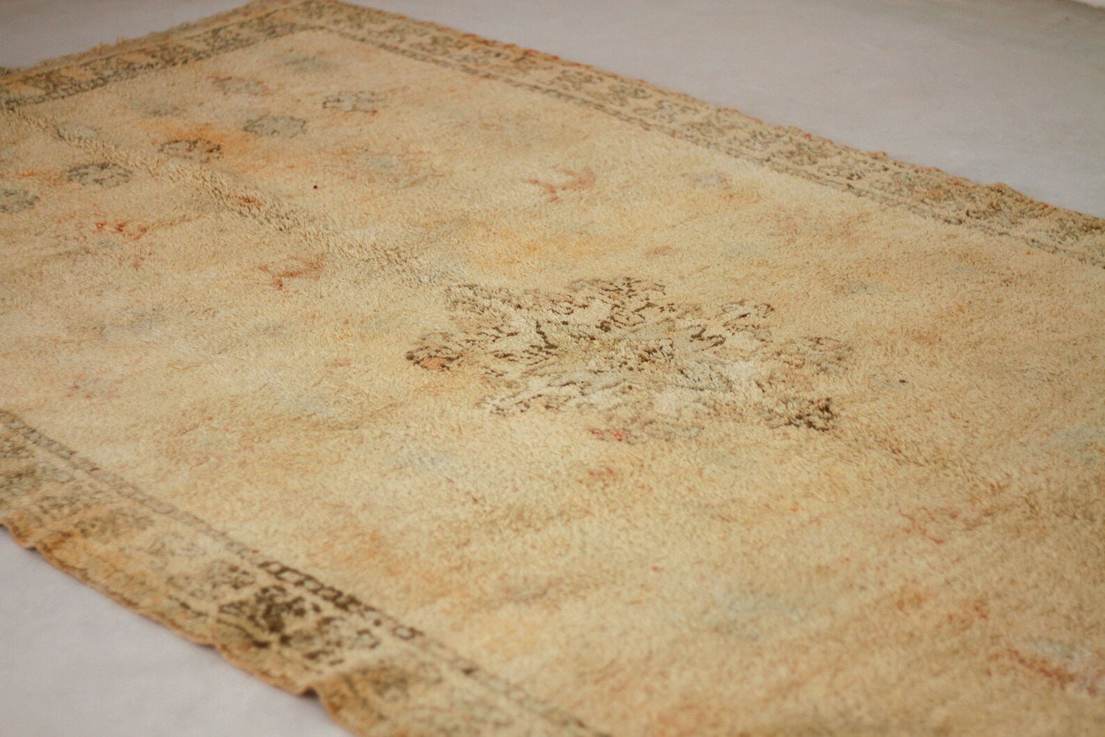 Large Vintage Moroccan Rug – Handmade Wool Berber rug, 6x12 ft – Yellow beni mguild rug