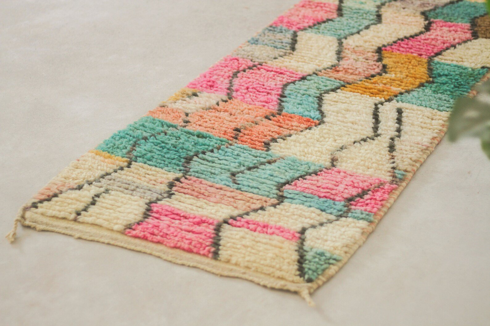Pink 11x2 Boujad Runner Rug – moroccan runner rug, runner rug carpet, Handmade Wool Rug