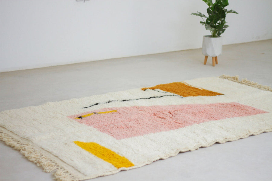 Pink Beni Ourain Rug – moroccan berber rug, moroccan rug carpet, Handmade Wool Rug