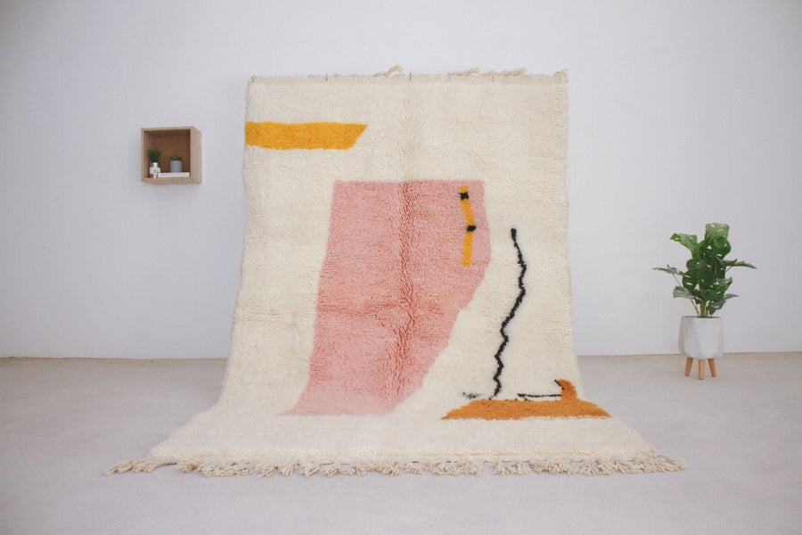 Pink Beni Ourain Rug – moroccan berber rug, moroccan rug carpet, Handmade Wool Rug