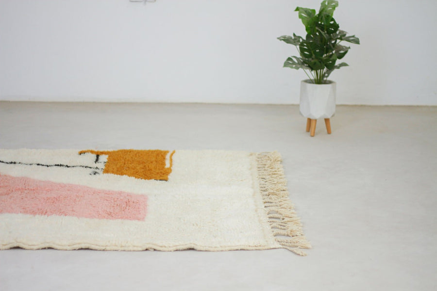 Pink Beni Ourain Rug – moroccan berber rug, moroccan rug carpet, Handmade Wool Rug
