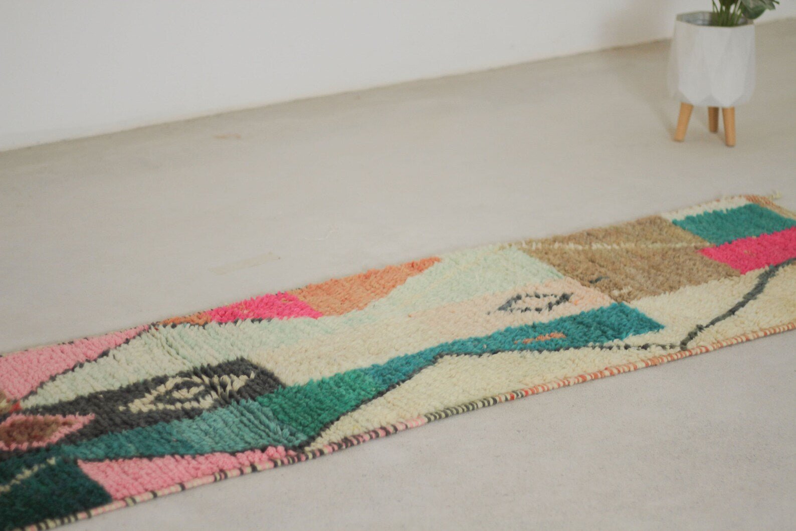 Multicolored 10x2 Boujad Runner Rug – boho runner rug, wool runner rugs, Handmade Wool Rug