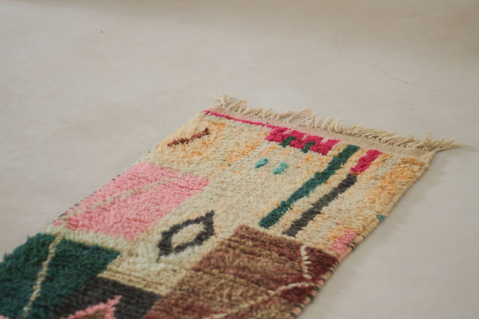 Multicolored 10x2 Boujad Runner Rug – boho runner rug, wool runner rugs, Handmade Wool Rug