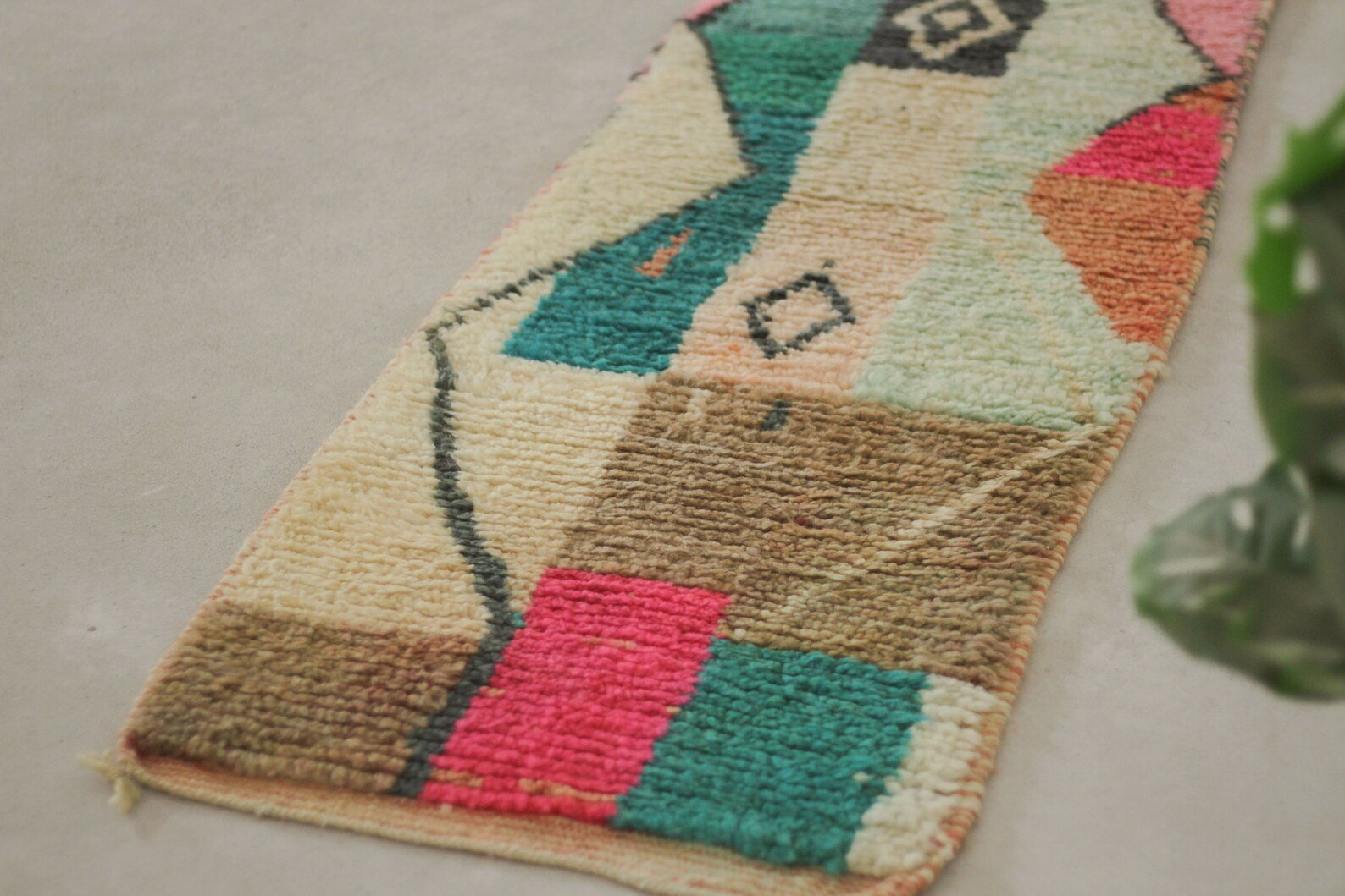 Multicolored 10x2 Boujad Runner Rug – boho runner rug, wool runner rugs, Handmade Wool Rug
