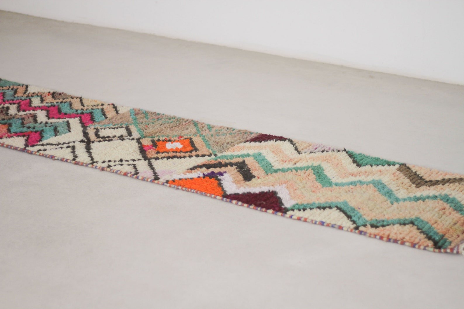 Multicolored 9.5x2 Berber Runner Rug – kitchen runner rugs, Handmade Wool Rug
