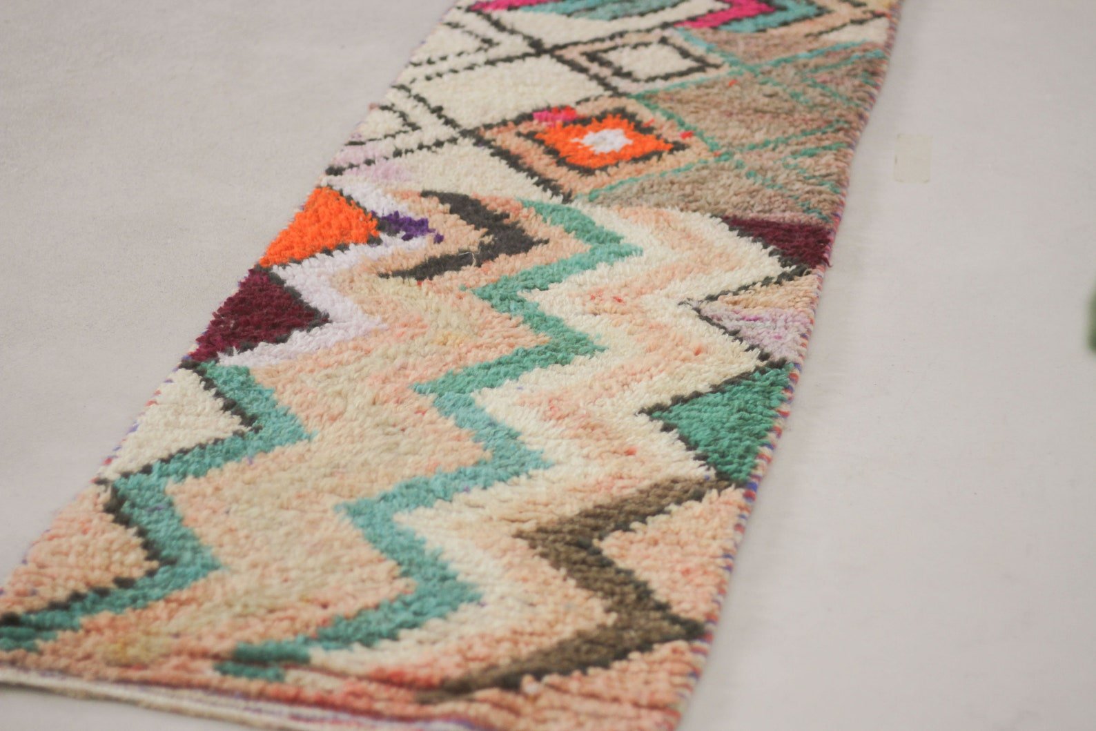 Multicolored 9.5x2 Berber Runner Rug – kitchen runner rugs, Handmade Wool Rug