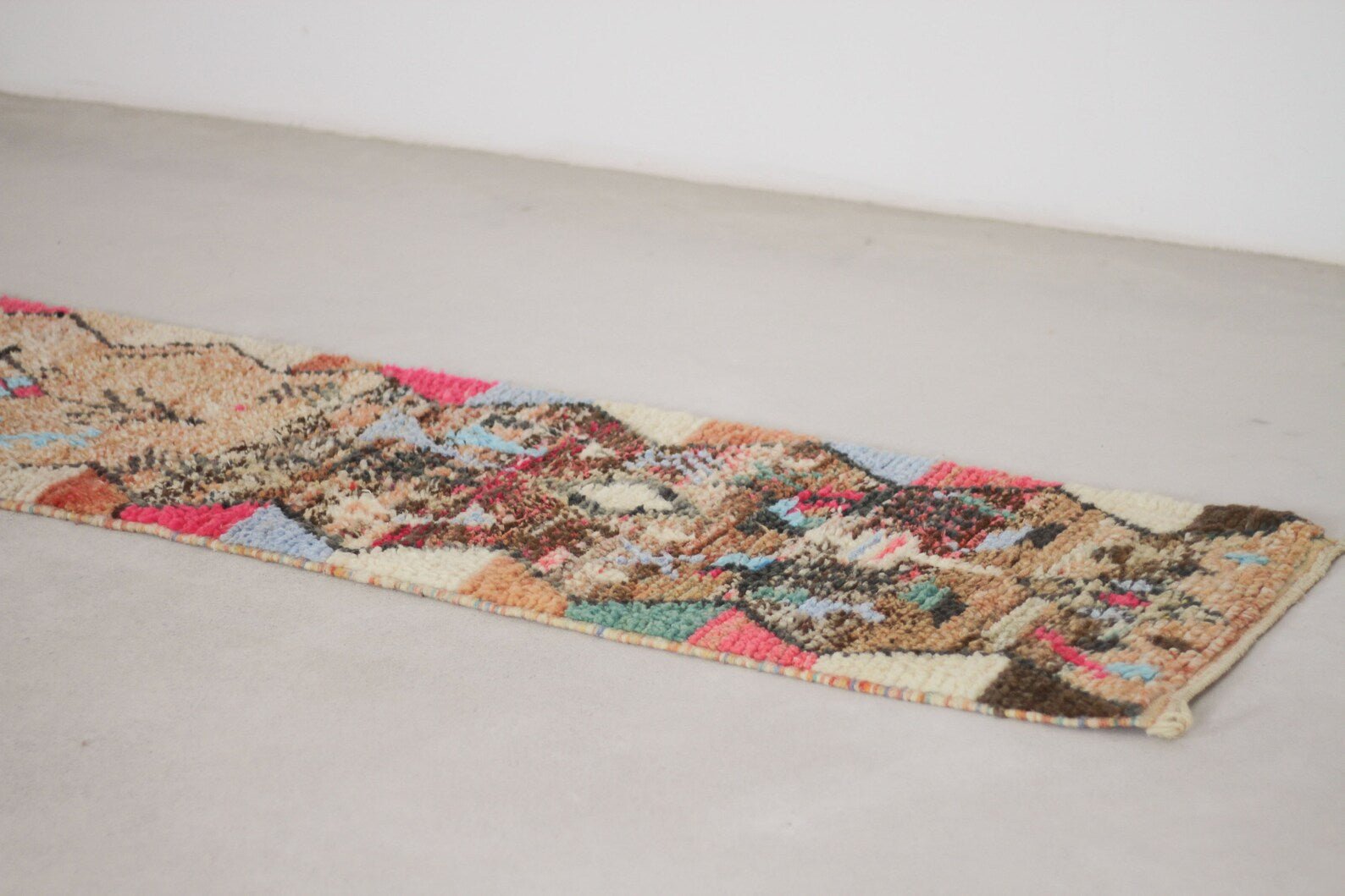 Multicolored 10x2 Moroccan Runner Rug – wool runner rug, Handmade Wool Rug
