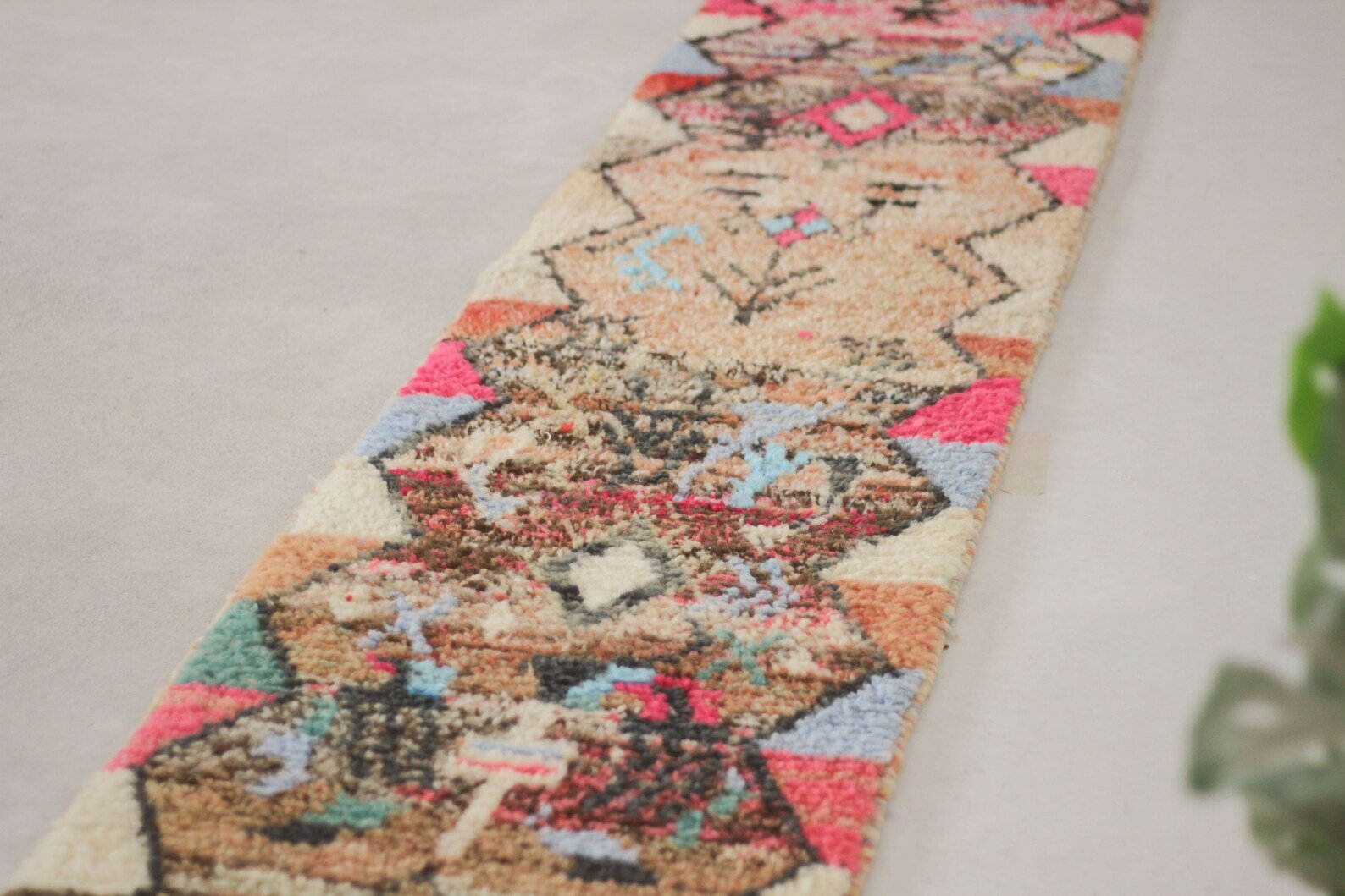 Multicolored 10x2 Moroccan Runner Rug – wool runner rug, Handmade Wool Rug