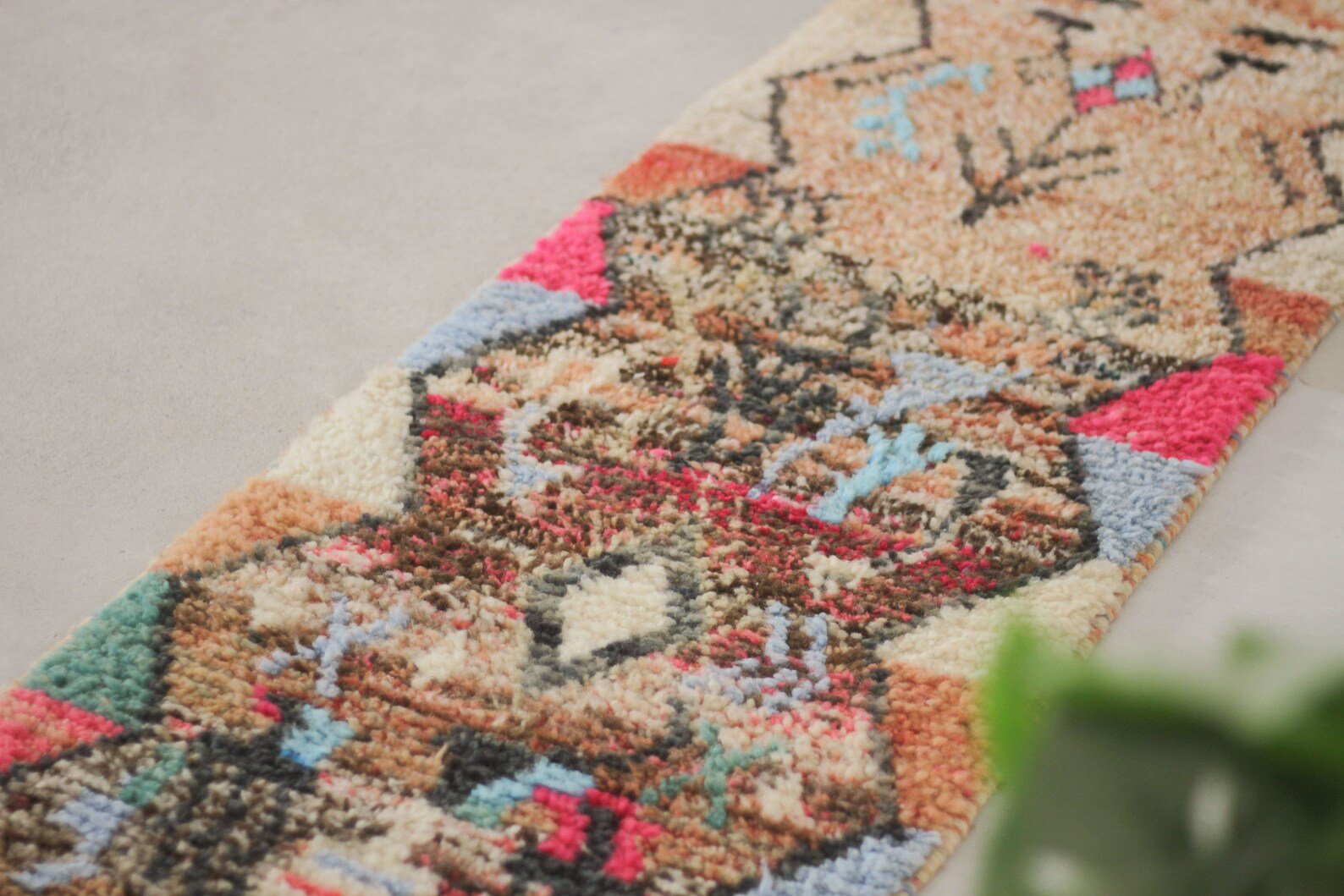 Multicolored 10x2 Moroccan Runner Rug – wool runner rug, Handmade Wool Rug