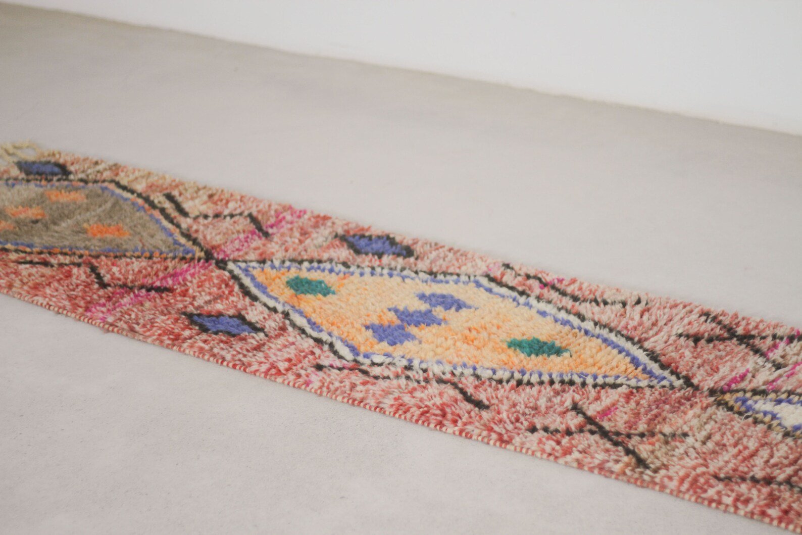 Multicolored 10x2 Boujad Runner Rug – hallway runner rugs, handmade runner rug, Handmade Wool Rug