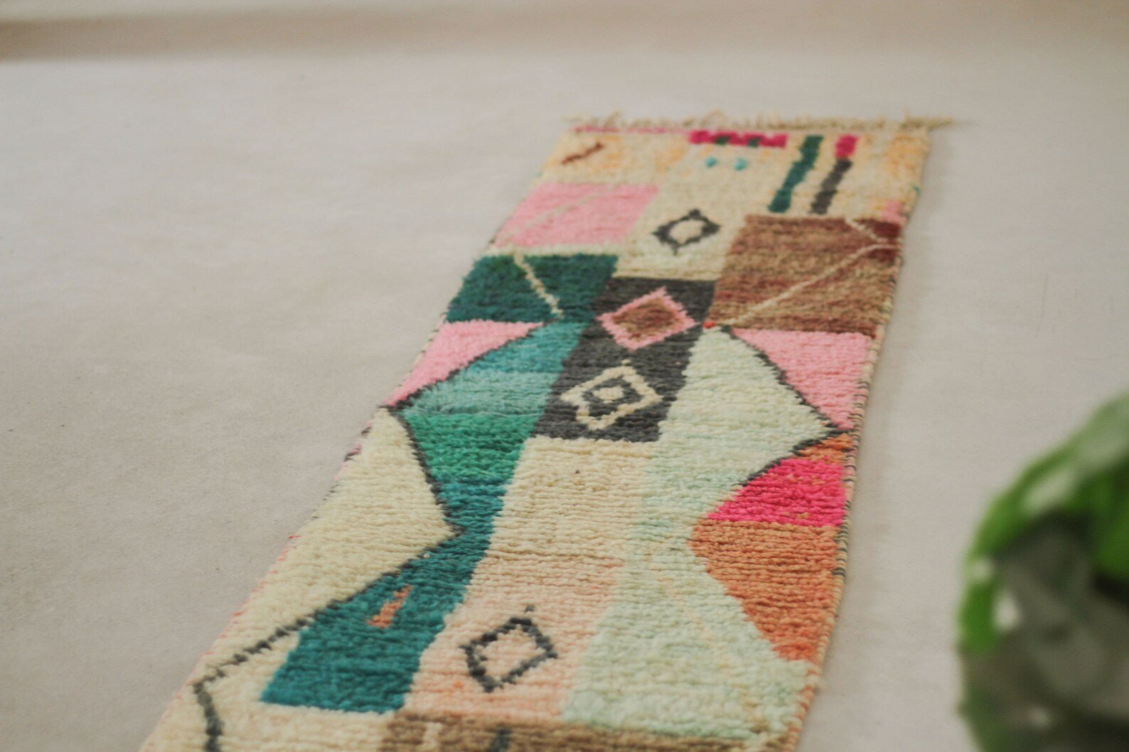 Multicolored 10x2 Boujad Runner Rug – boho runner rug, wool runner rugs, Handmade Wool Rug