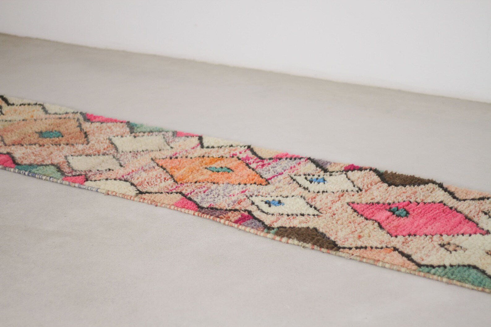 Pink 10.5x2 Berber Runner Rug – moroccan runner rugs, kitchen runner rugs, Handmade Wool Rug