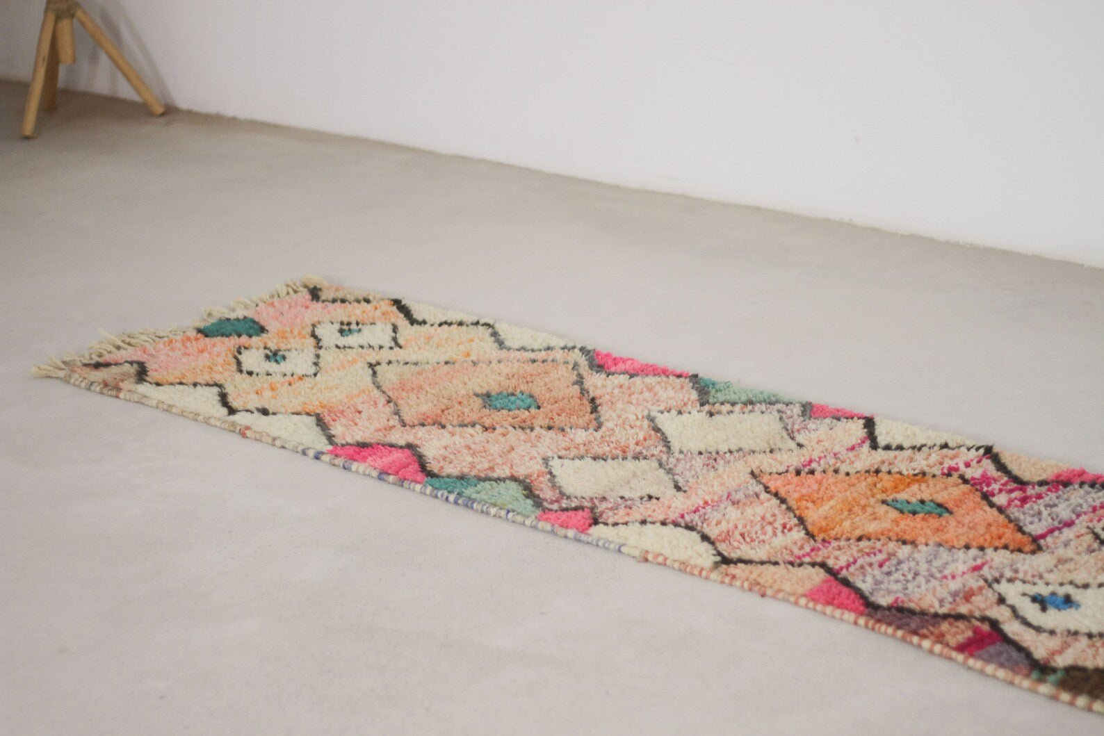 Pink 10.5x2 Berber Runner Rug – moroccan runner rugs, kitchen runner rugs, Handmade Wool Rug