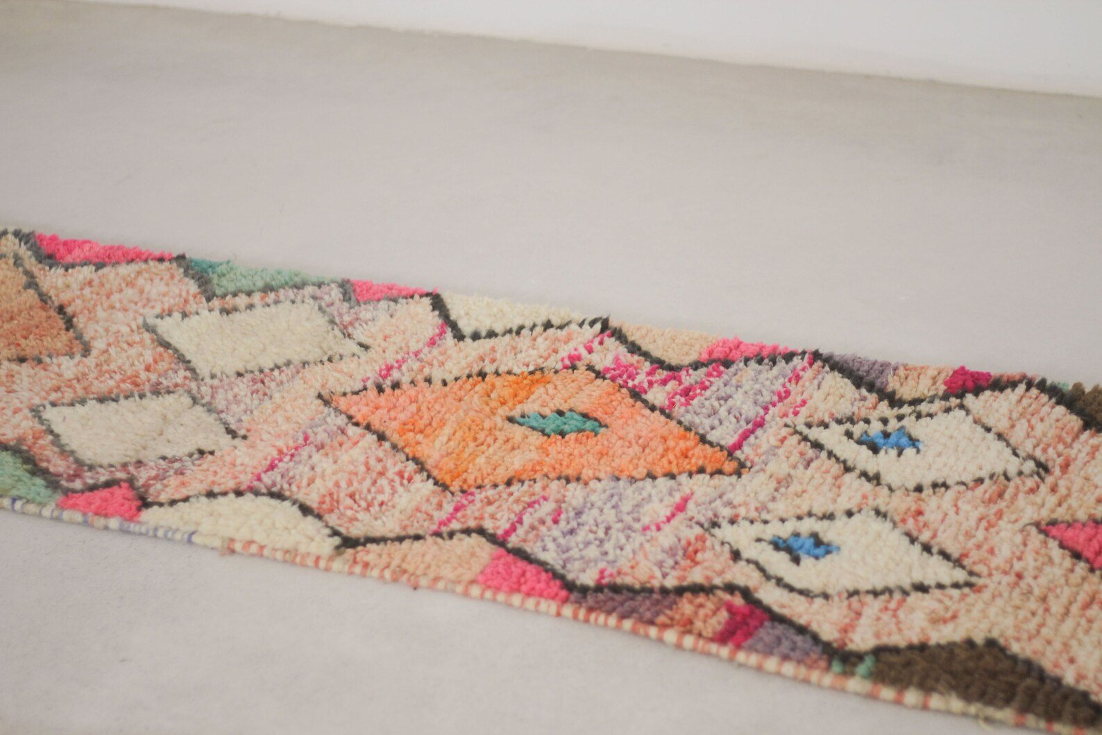 Pink 10.5x2 Berber Runner Rug – moroccan runner rugs, kitchen runner rugs, Handmade Wool Rug