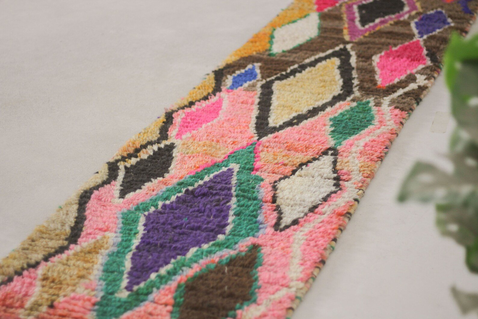 Pink 10x2 Moroccan Runner Rug – wool runner rug, runner rug, Handmade Wool Rug