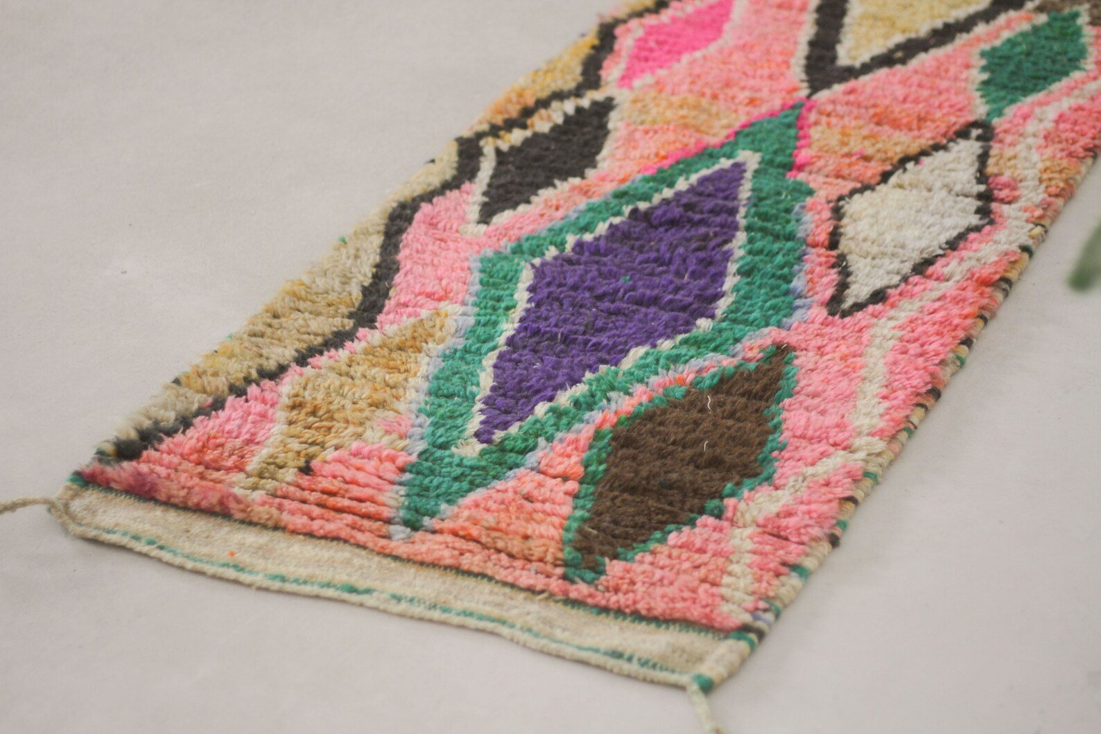 Pink 10x2 Moroccan Runner Rug – wool runner rug, runner rug, Handmade Wool Rug