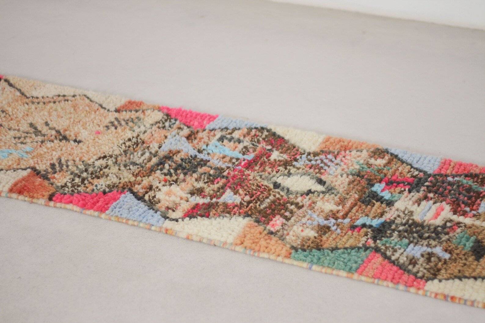 Multicolored 10x2 Moroccan Runner Rug – wool runner rug, Handmade Wool Rug