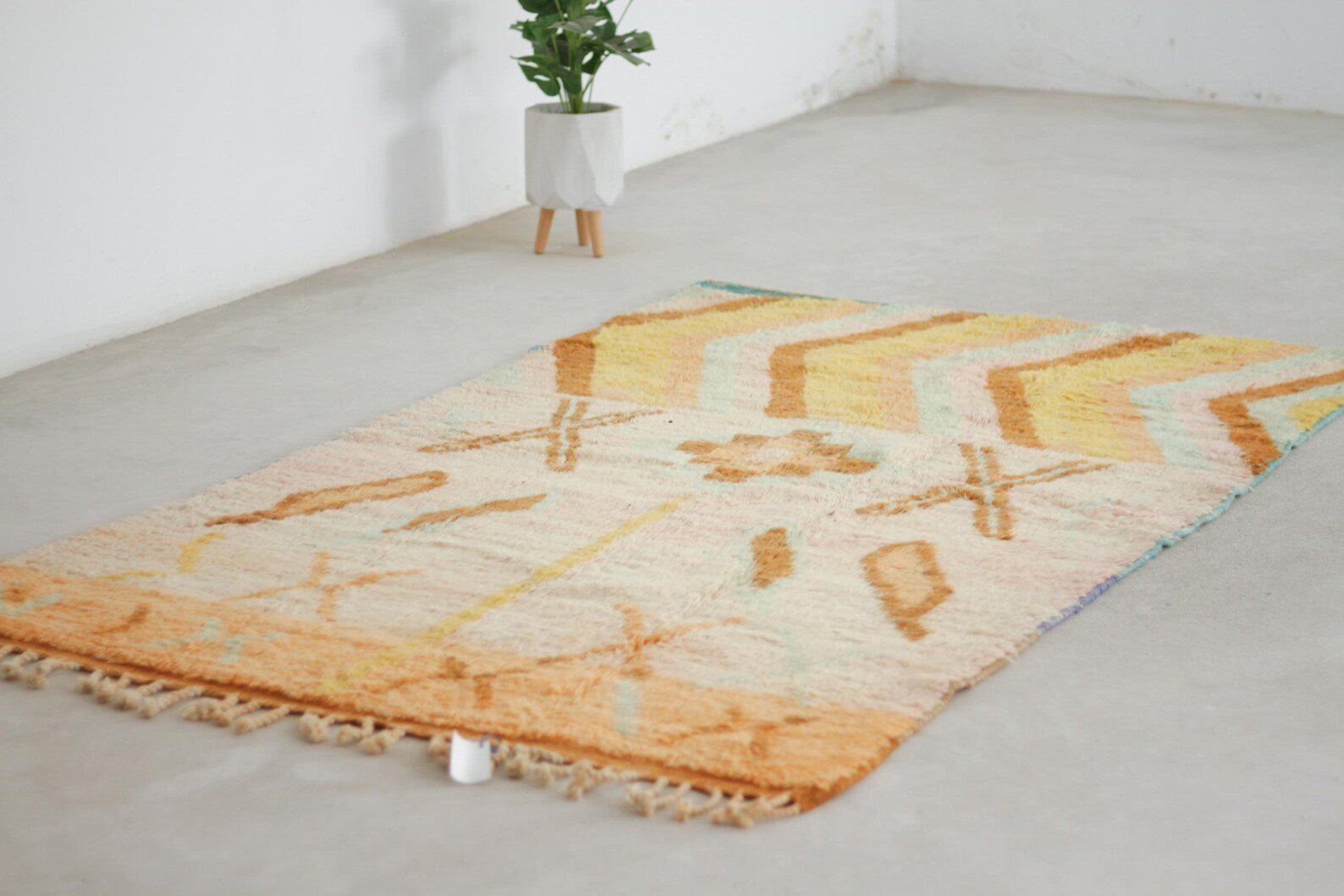 Orange 8x5 Boujad Rug – boho rug, authentic moroccan rugs, Handmade Wool Rug