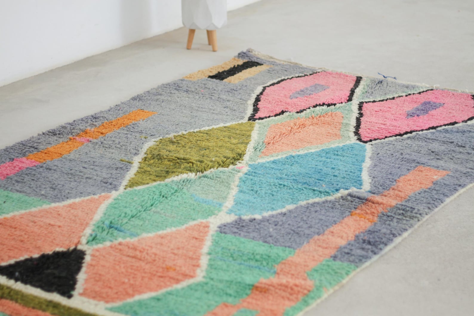 Gray 8x5 Berber Rug – multi colored area rug, wool berber rugs, Handmade Wool Rug