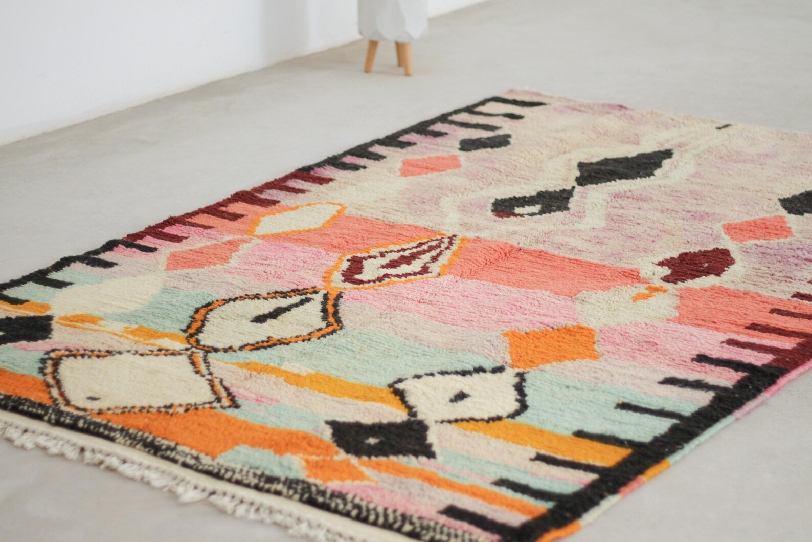 Pink 8x5 Berber Rug – moroccan wool rug, boho living room rug, Handmade Wool Rug