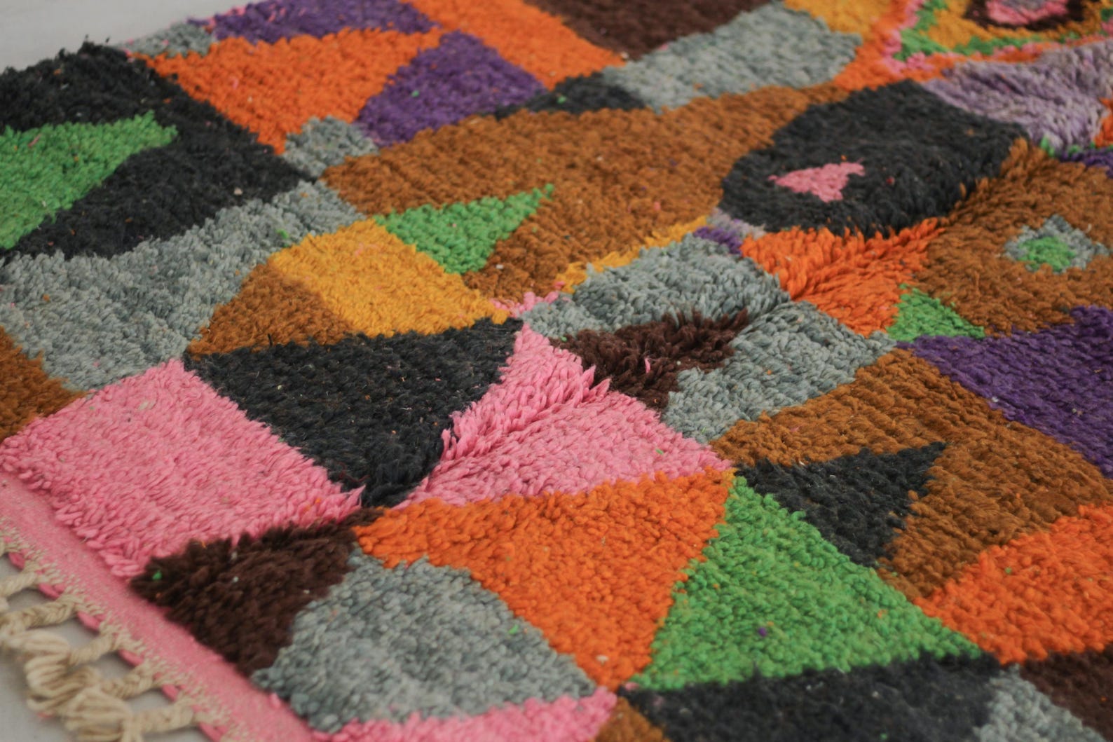 Orange 8x5 Boujad Rug – moroccan shag rug, berber wool rug, Handmade Wool Rug