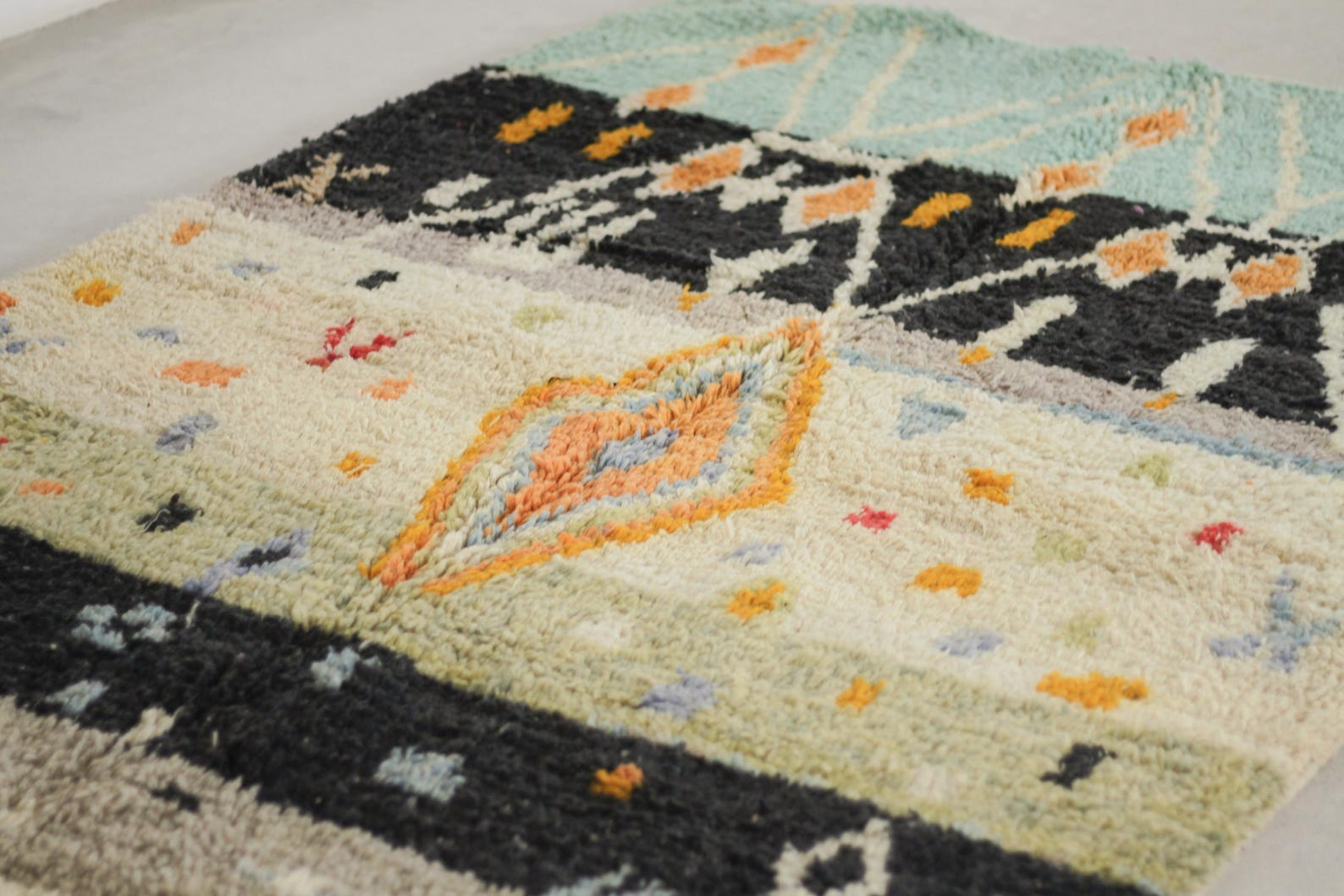 Green 8x5 Berber Rug – wool berber rugs, moroccan area rug, Handmade Wool Rug