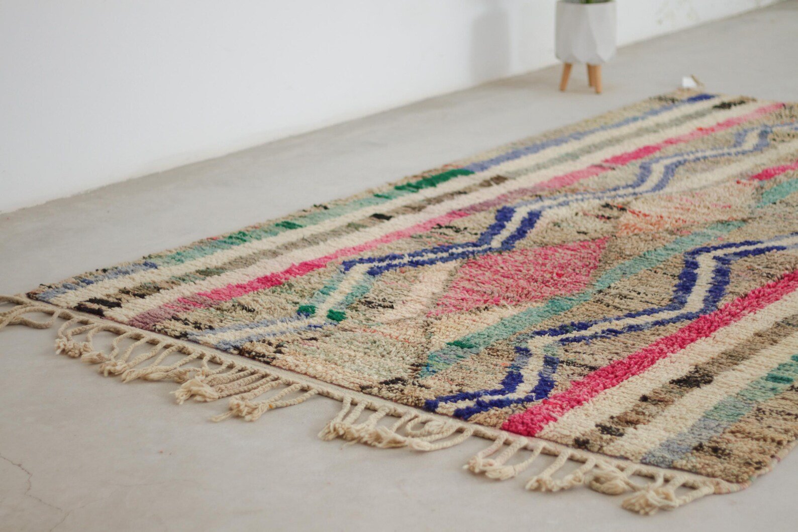 Multicolored 8x5 Berber Rug – pink moroccan rug, colorful abstract rugs, Handmade Wool Rug
