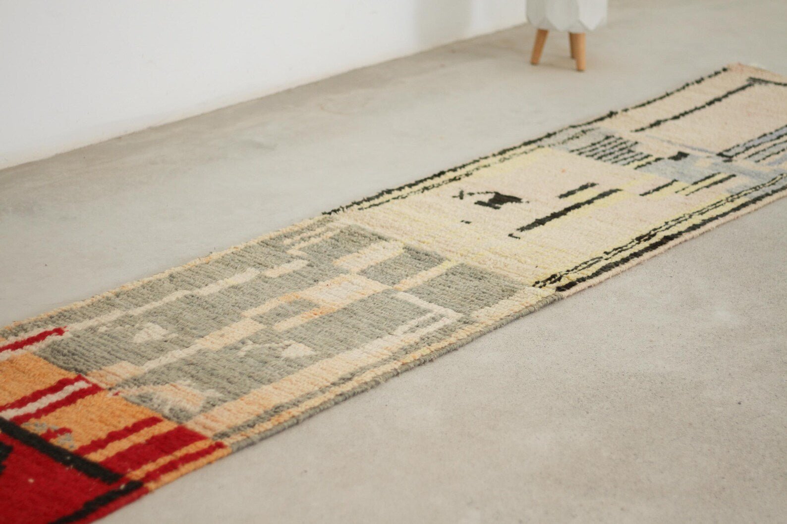 Red 10x2 Moroccan Runner Rug – berber runner rug, Handmade Wool Rug