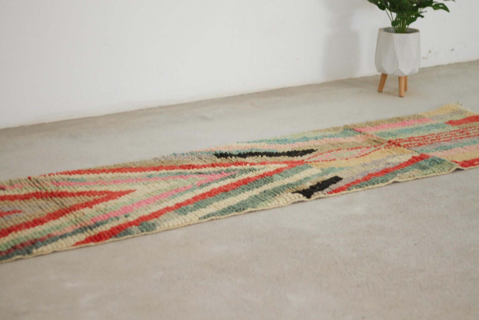 Pink 9x2 Boujad Runner Rug – runner rug, moroccan runner rug, Handmade Wool Rug