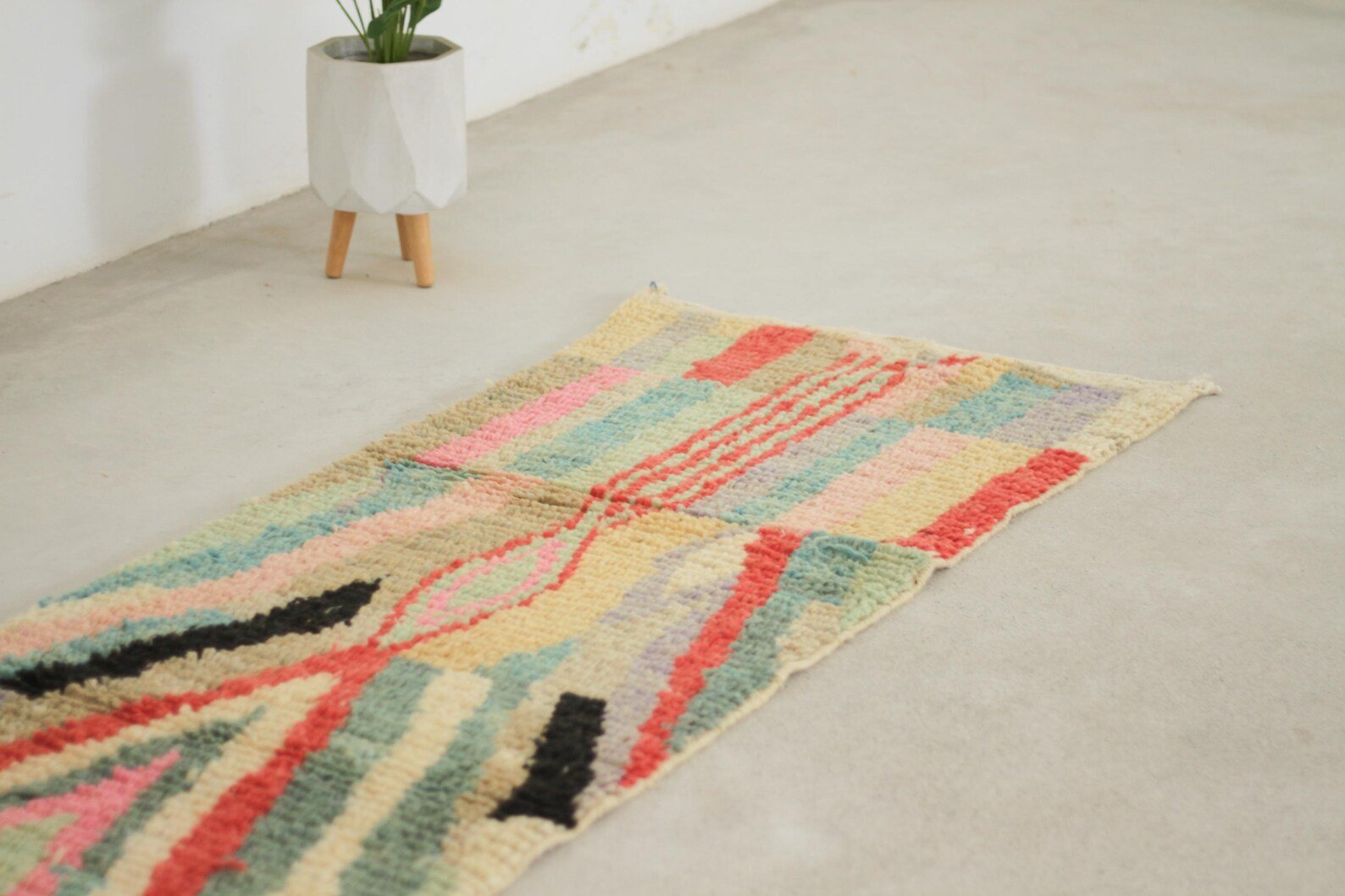 Pink 9x2 Boujad Runner Rug – runner rug, moroccan runner rug, Handmade Wool Rug