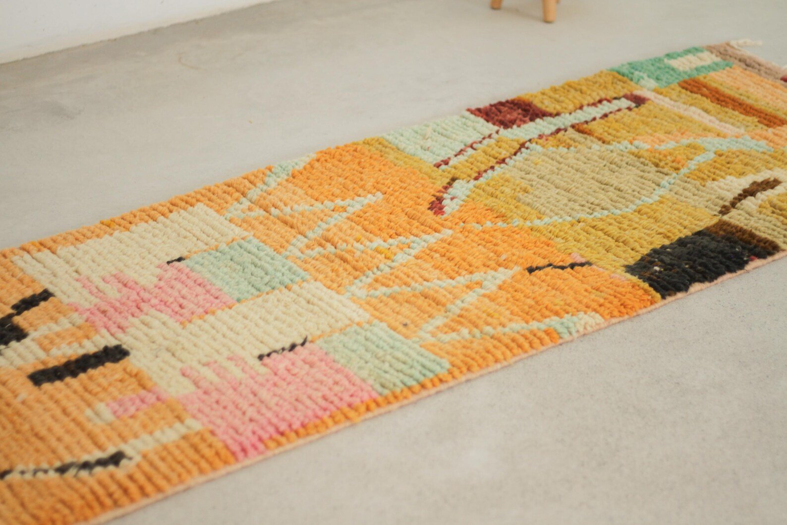 Orange 9x2 Berber Runner Rug – runner rug carpet, berber runner rug, Handmade Wool Rug