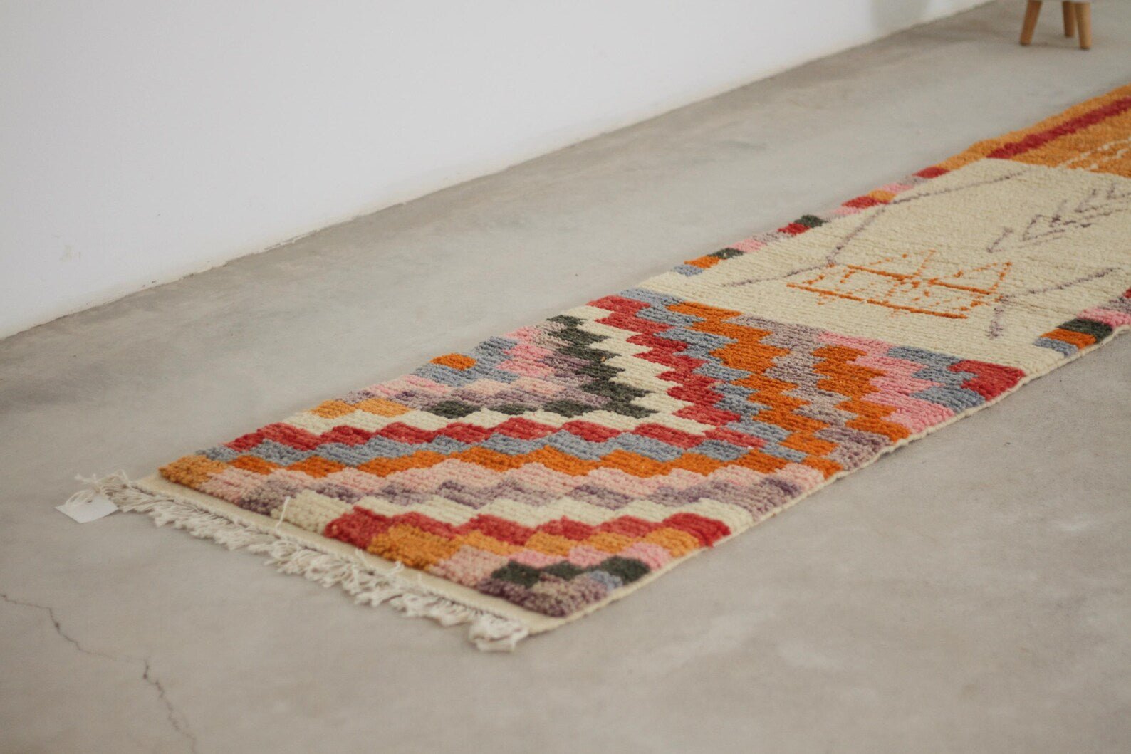 Orange 9.5x2 Moroccan Runner Rug – runner rug carpet, berber runner rug, Handmade Wool Rug