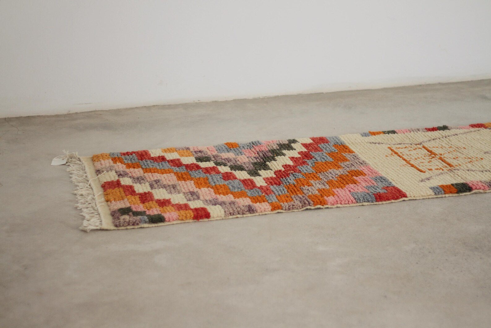 Orange 9.5x2 Moroccan Runner Rug – runner rug carpet, berber runner rug, Handmade Wool Rug