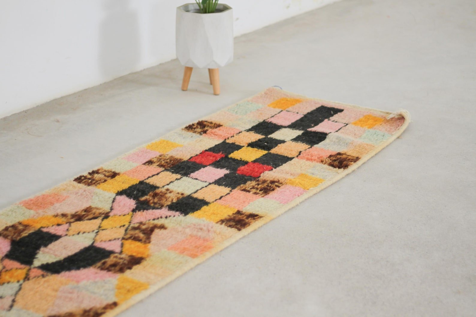 Orange 10x2 Moroccan Runner Rug – runner rug, Handmade Wool Rug