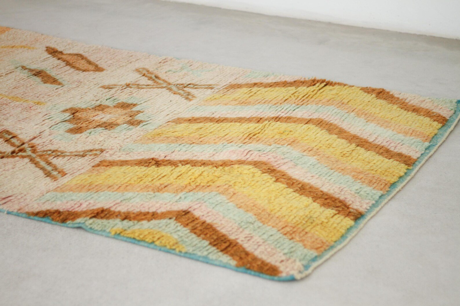Orange 8x5 Boujad Rug – boho rug, authentic moroccan rugs, Handmade Wool Rug